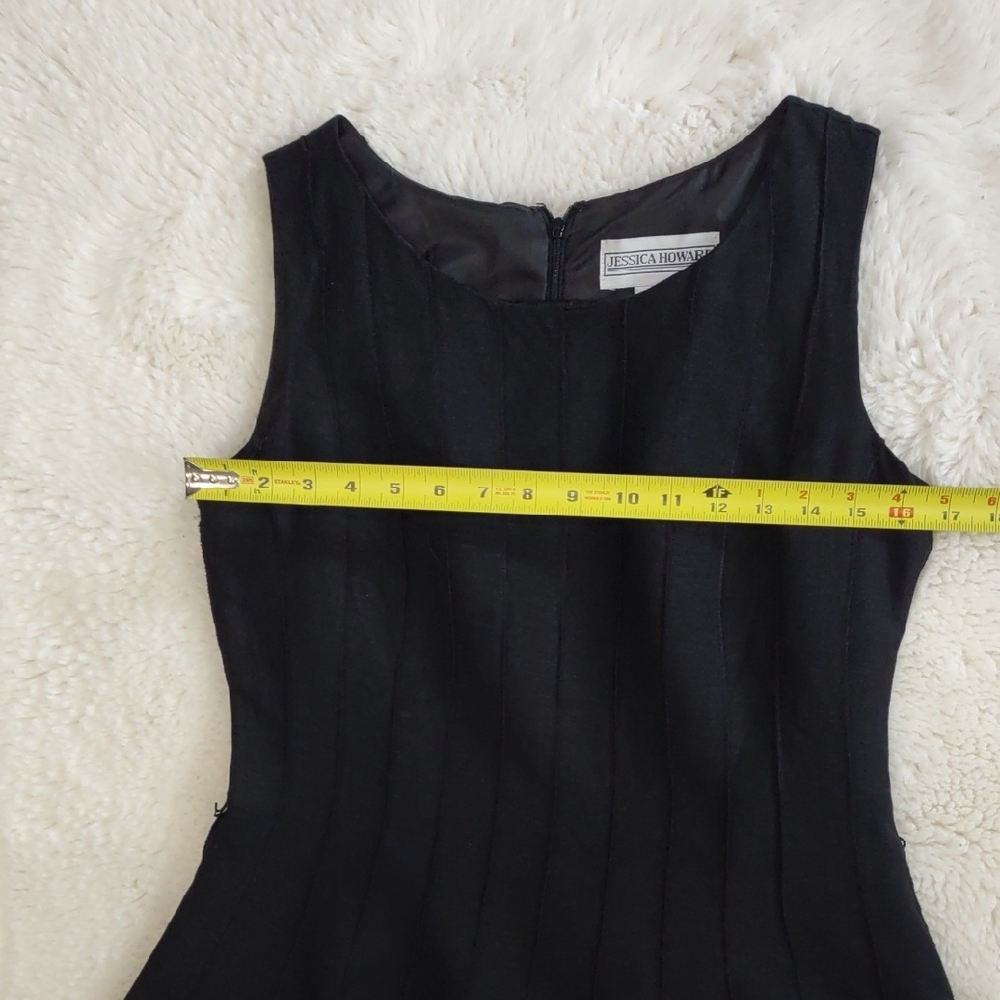 JESSICA HOWARD,55%Linen,45%Rayon,Elegant Black Sleeveless Dress - Picture 12 of 17